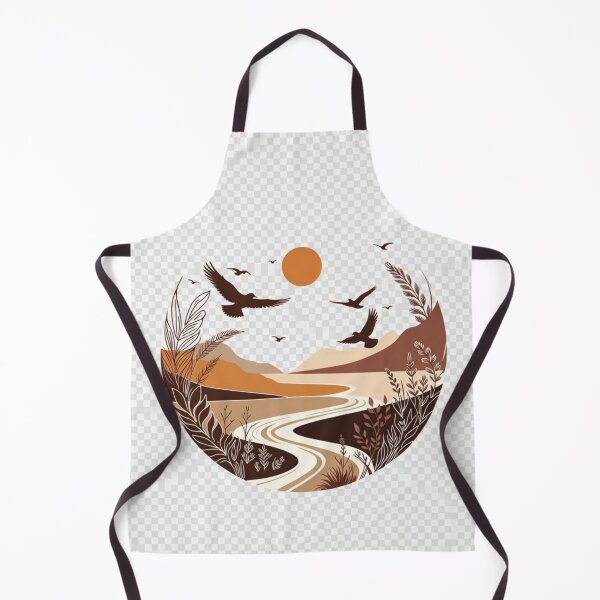 Item preview, Boho Desert River Landscape with Flying Birds | Minimal Earth Tone Nature Illustration designed and sold by GalleryPeak.
