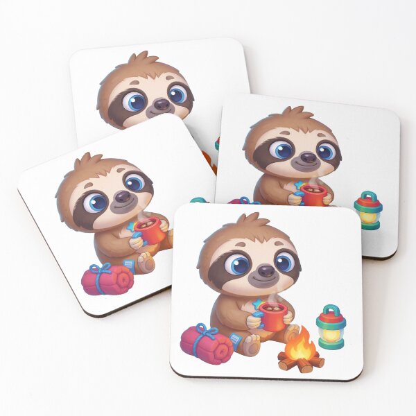 Item preview, Cute Baby Sloth Camper – Cozy Campfire Watercolor Forest Sticker designed and sold by AillustriaAK.