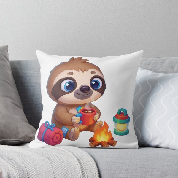 Item preview, Cute Baby Sloth Camper – Cozy Campfire Watercolor Forest Sticker designed and sold by AillustriaAK.