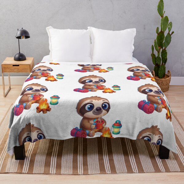Item preview, Cute Baby Sloth Camper – Cozy Campfire Watercolor Forest Sticker designed and sold by AillustriaAK.