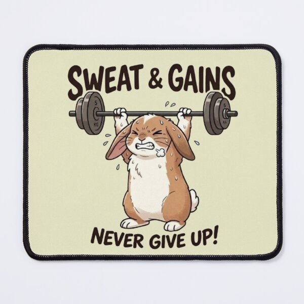 Item preview, Sweat & Gains – Motivational Rabbit Workout designed and sold by Dogandesighn.