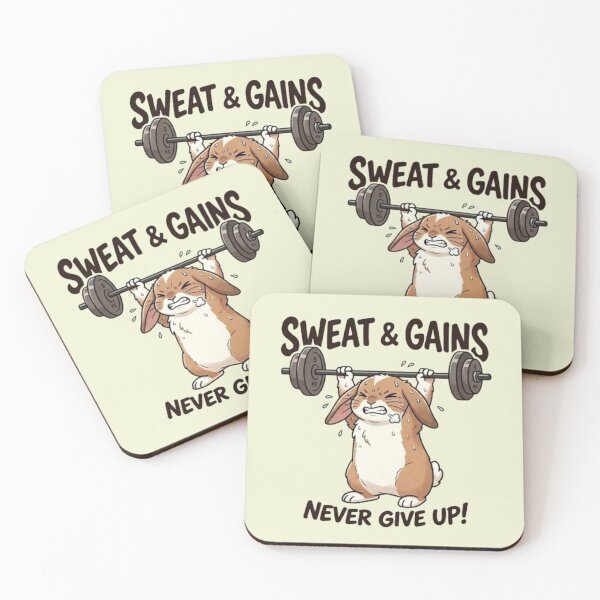 Item preview, Sweat & Gains – Motivational Rabbit Workout designed and sold by Dogandesighn.