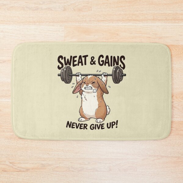 Item preview, Sweat & Gains – Motivational Rabbit Workout designed and sold by Dogandesighn.