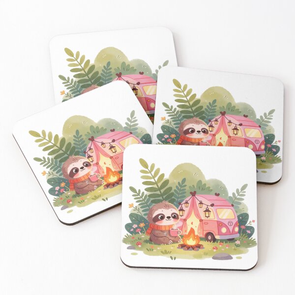 Item preview, Cute Baby Sloth Camper – Cozy Campfire Watercolor Forest Sticker designed and sold by AillustriaAK.