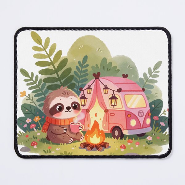 Item preview, Cute Baby Sloth Camper – Cozy Campfire Watercolor Forest Sticker designed and sold by AillustriaAK.