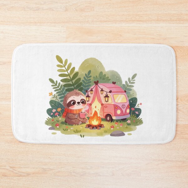 Item preview, Cute Baby Sloth Camper – Cozy Campfire Watercolor Forest Sticker designed and sold by AillustriaAK.