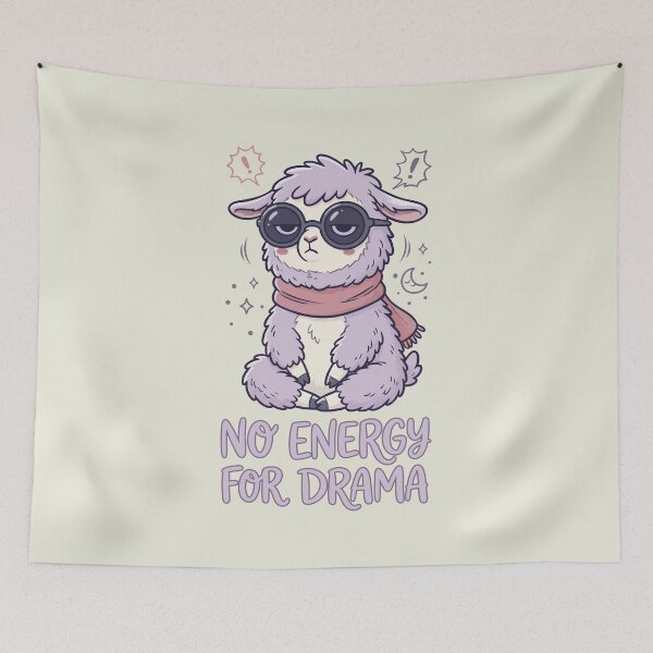 Item preview, Funny Sarcastic Llama with Sunglasses - No Energy For Drama - Anti Drama Quote designed and sold by Juka-Arts-CC.