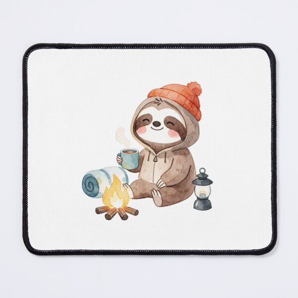Item preview, Cute Baby Sloth Camper – Cozy Campfire Watercolor Forest Sticker designed and sold by AillustriaAK.