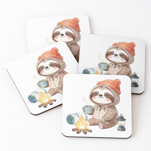 Item preview, Cute Baby Sloth Camper – Cozy Campfire Watercolor Forest Sticker designed and sold by AillustriaAK.