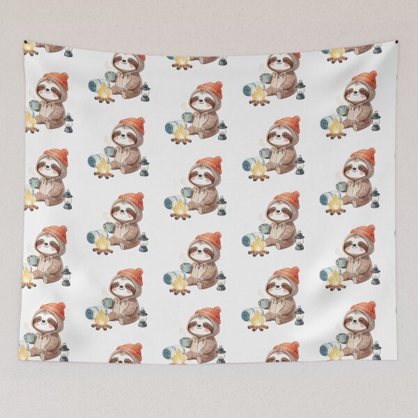 Item preview, Cute Baby Sloth Camper – Cozy Campfire Watercolor Forest Sticker designed and sold by AillustriaAK.
