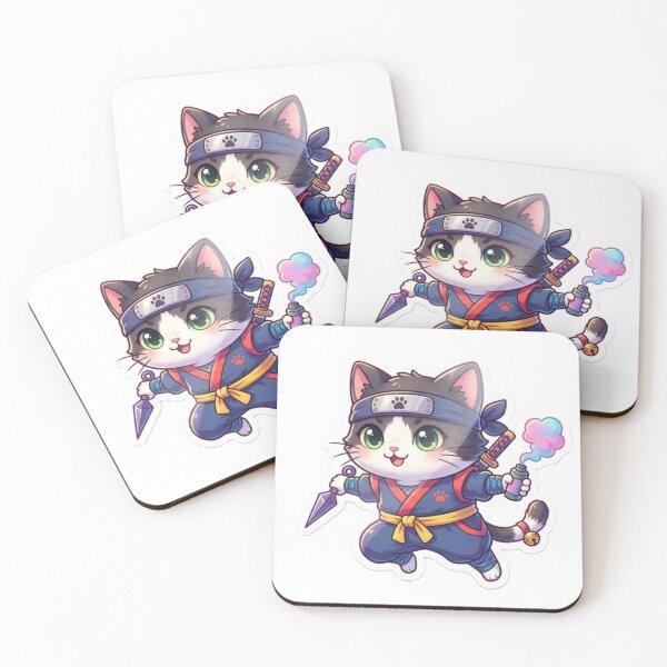 Item preview, Cute Chibi Ninja Cat Anime Sticker | Kawaii Warrior Kitty Vinyl Decal designed and sold by AdityaShop18.