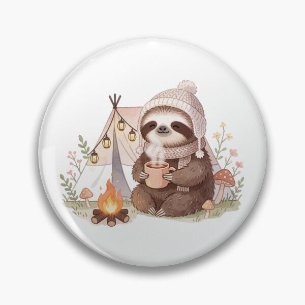 Item preview, Cute Baby Sloth Camper – Cozy Campfire Watercolor Forest Sticker designed and sold by AillustriaAK.