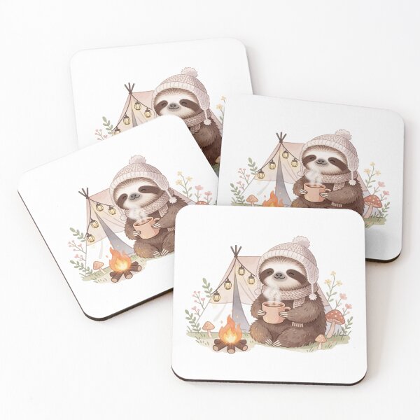 Item preview, Cute Baby Sloth Camper – Cozy Campfire Watercolor Forest Sticker designed and sold by AillustriaAK.