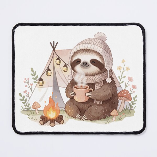 Item preview, Cute Baby Sloth Camper – Cozy Campfire Watercolor Forest Sticker designed and sold by AillustriaAK.