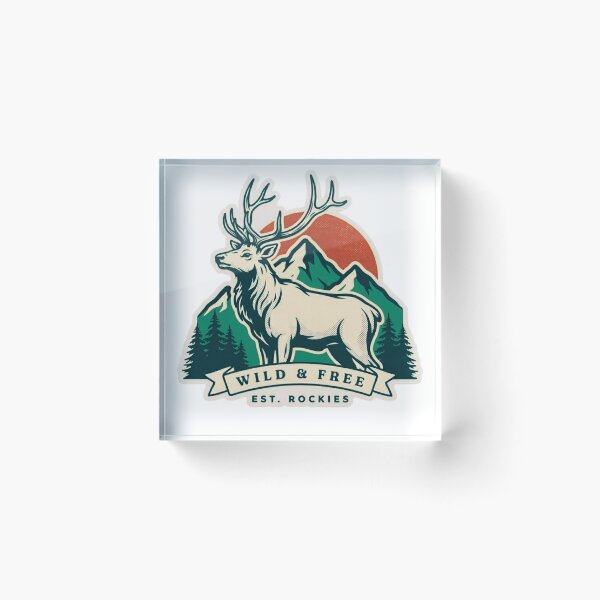 Artikelvorschau, Wild & Free Rockies Vintage Elchaufkleber entworfen und verkauft von GabeMountainArt.