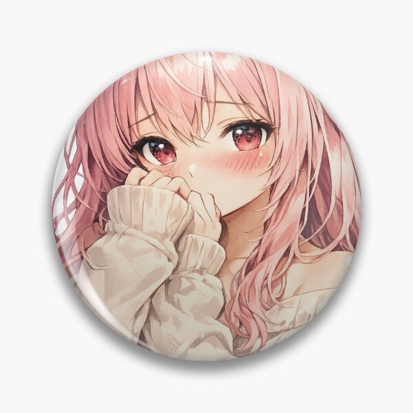 Aperçu de l'œuvre Mignonne fille timide d'anime rose créée et vendue par urbanshop7.