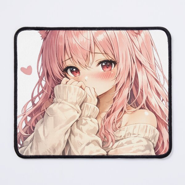 Aperçu de l'œuvre Mignonne fille timide d'anime rose créée et vendue par urbanshop7.