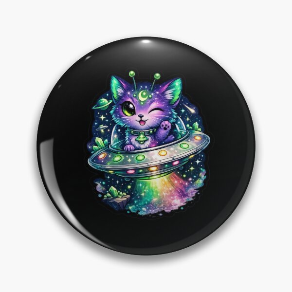 Item preview, Cute Cosmic Alien Cat in UFO – Kawaii Space Kitten Galaxy Art designed and sold by TheZyro.