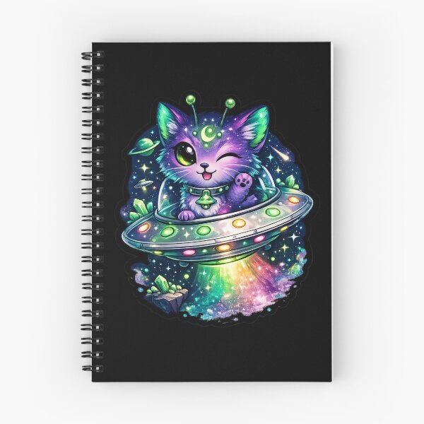 Item preview, Cute Cosmic Alien Cat in UFO – Kawaii Space Kitten Galaxy Art designed and sold by TheZyro.