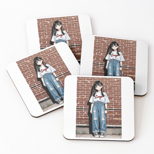 Item preview, Fashion - Portrait of young woman in ripped jeans designed and sold by AnimeShin.