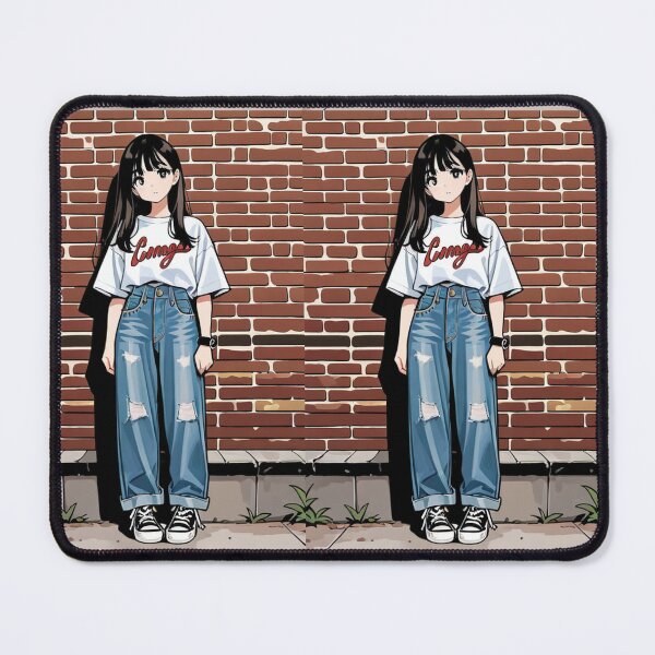 Item preview, Fashion - Portrait of young woman in ripped jeans designed and sold by AnimeShin.