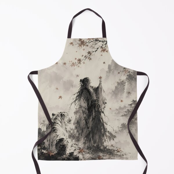 Item preview, Whispers of Autumn | White Tiger and Wanderer Ink Wash Art designed and sold by ManJiangHong.