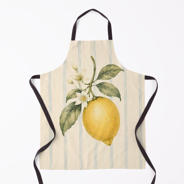 Item preview, Vintage Watercolor Lemon on Blue Stripes Mediterranean Summer designed and sold by BeataPrint.