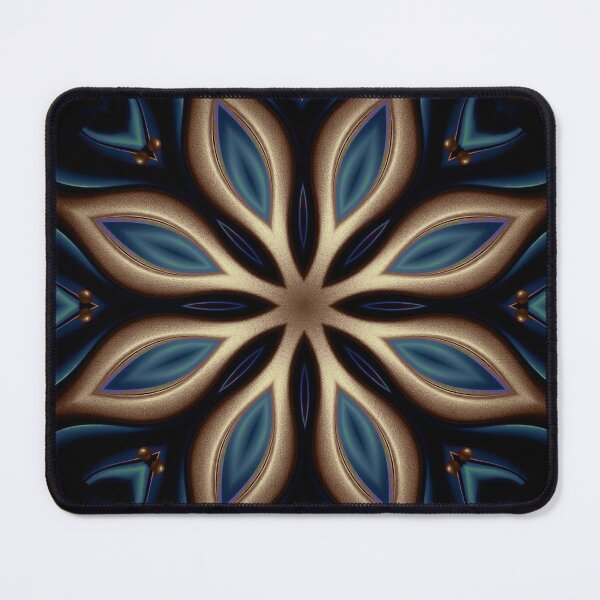 Item preview, Glowing Blue Gold Mandala Sacred Geometry Art designed and sold by IntelliMindDesigns.