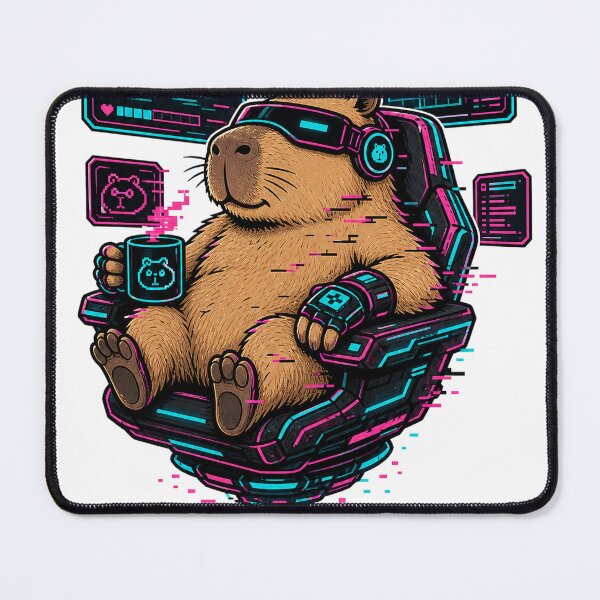 Item preview, Capybara Gamer Cyberpunk Respawn Vibes designed and sold by VisualArtsOasis.