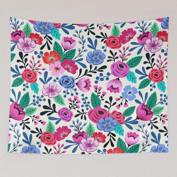 Item preview, Bright boho hand drawn flowers designed and sold by Jennifer Ladd.