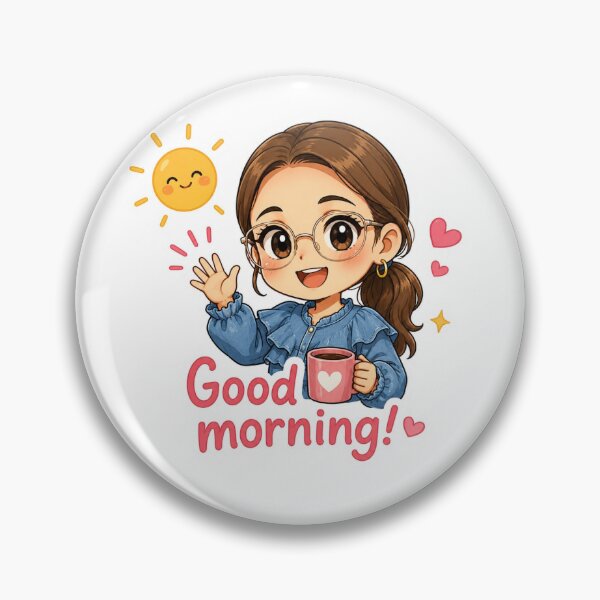 Item preview, Cute Good Morning Girl with Coffee Sticker | Kawaii Morning Vibes designed and sold by smartprintuk.