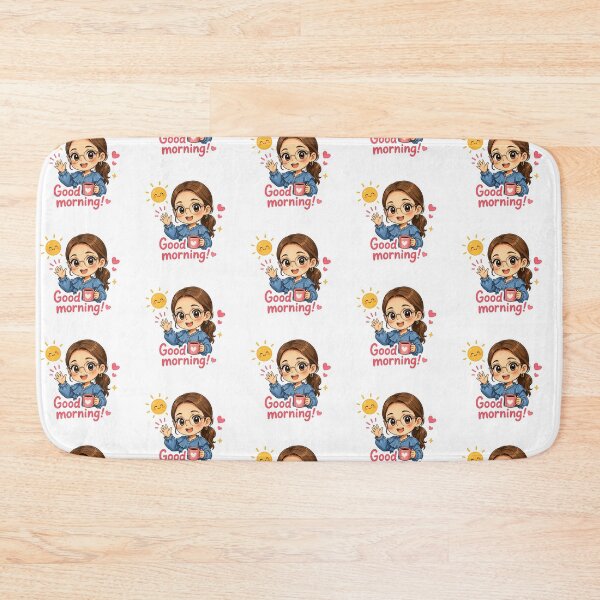 Item preview, Cute Good Morning Girl with Coffee Sticker | Kawaii Morning Vibes designed and sold by smartprintuk.
