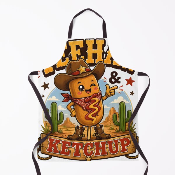 Item preview, Corn Dog Cowboy Yeehaw & Ketchup Cute Western Food Pun Kawaii Cartoon T-Shirt designed and sold by Snackwear Apparel.