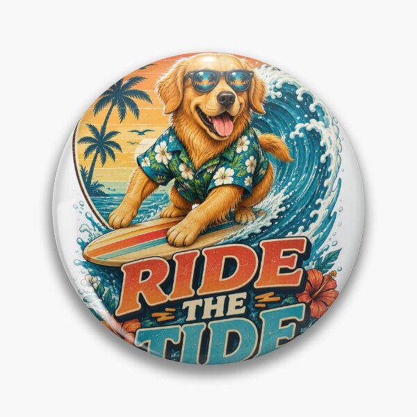 Item preview, Ride Tide Surfing Dog Sticker designed and sold by PawFusionArt.