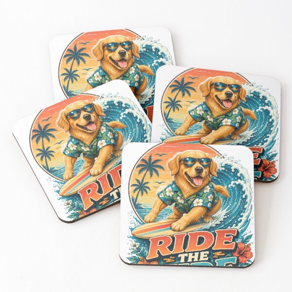 Item preview, Ride Tide Surfing Dog Sticker designed and sold by PawFusionArt.