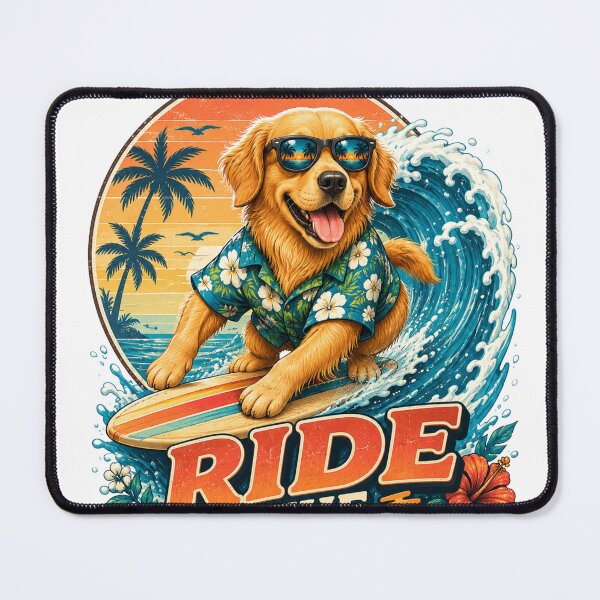 Item preview, Ride Tide Surfing Dog Sticker designed and sold by PawFusionArt.
