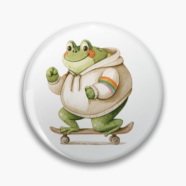 Item preview, Cute Pride Frog Skater – Watercolor Skateboard Frog Sticker designed and sold by VikArt7.