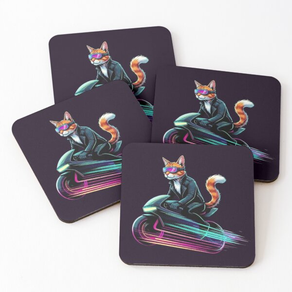 Item preview, Cyberpunk Cat Rider – Neon Motorcycle Vibes designed and sold by Dogandesighn.