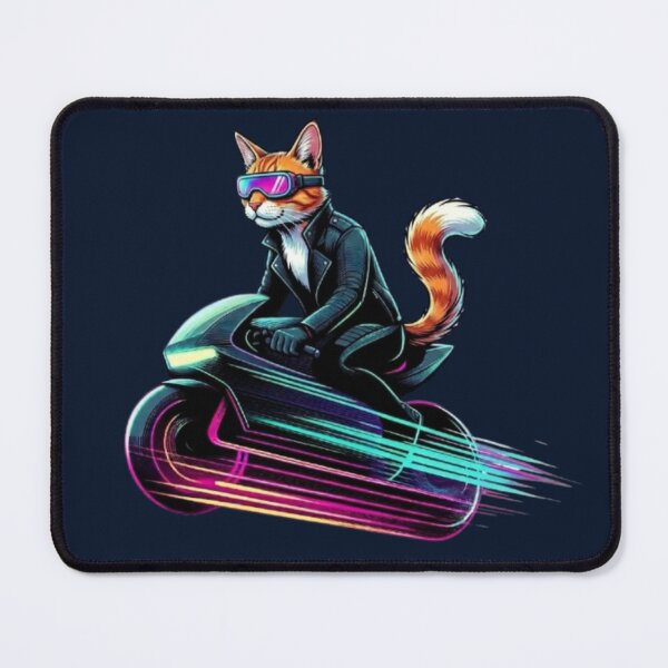 Item preview, Cyberpunk Cat Rider – Neon Motorcycle Vibes designed and sold by Dogandesighn.