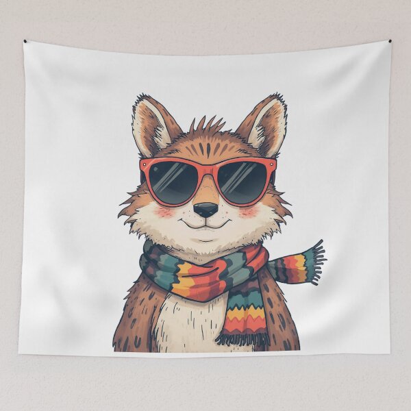 Item preview, Cool Fox with Red Sunglasses and Cozy Scarf Illustration designed and sold by AustralArt.