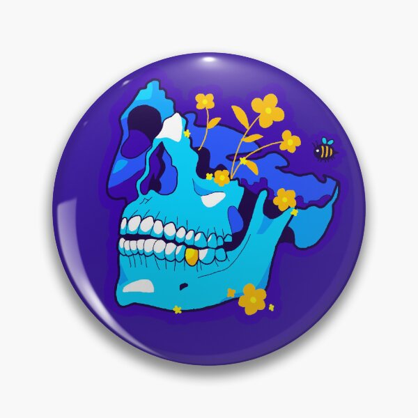 Item preview, Blue Skull with Golden Flowers designed and sold by AriaGreenHoodie.