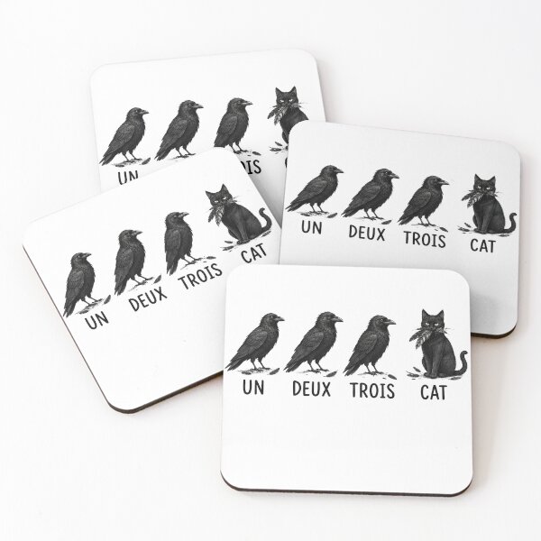 Item preview, Un Deux Trois Cat Funny Crow & Black Cat Pun designed and sold by DravensApparel.