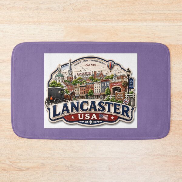 Item preview, Lancaster USA Charming 3D Skyline Label  Label Text  LANCASTER USA ??  designed and sold by PaintMeWorld.