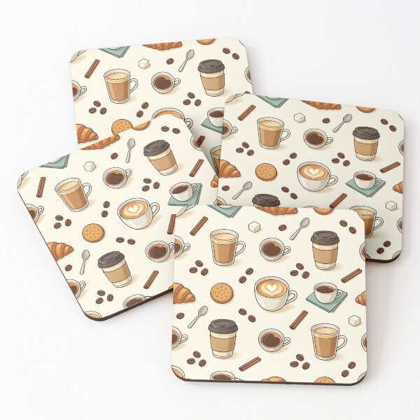 Item preview, Cute Coffee and Breakfast Treats Cute Cartoon Pattern designed and sold by Sybille-Yates.