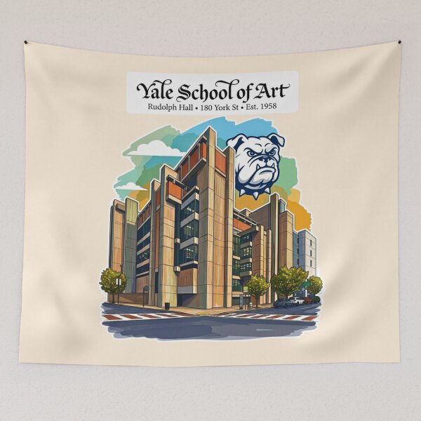 Item preview, Brutalist Architectural Masterpiece Gouache Illustration designed and sold by EvergreenPark - Tee Studio.