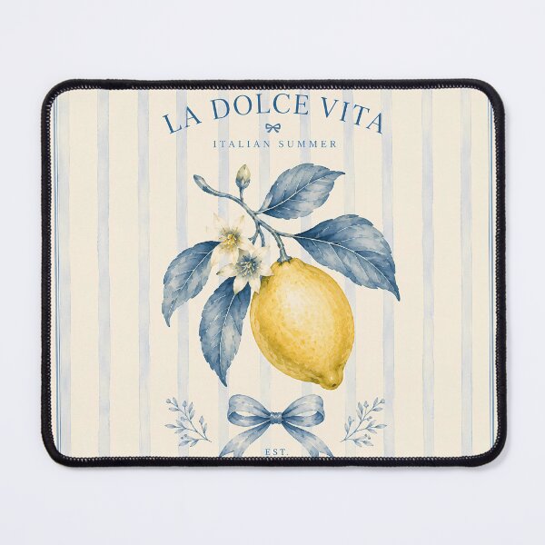 Item preview, Vintage La Dolce Vita Lemon Blue Leaves Mediterranean Tile Aesthetic designed and sold by BeataPrint.