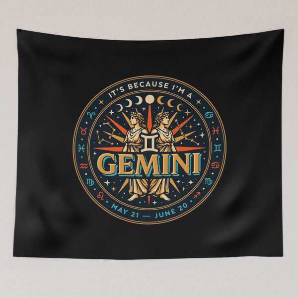 Item preview, It's Because I'm a Gemini Retro Astrology for Horoscope Lovers designed and sold by Redgiant87x.