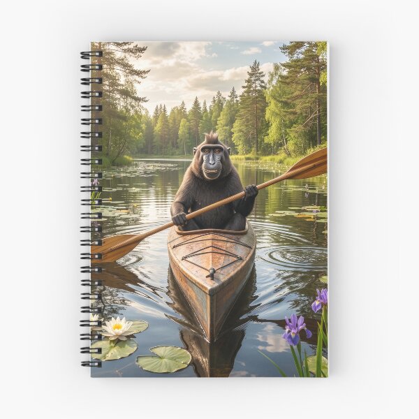 Item preview, Black Crested Macaque Kayaks Minnesota Lake designed and sold by Tridentulus.