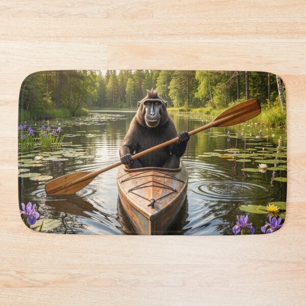 Item preview, Black Crested Macaque Kayaks Minnesota Lake designed and sold by Tridentulus.