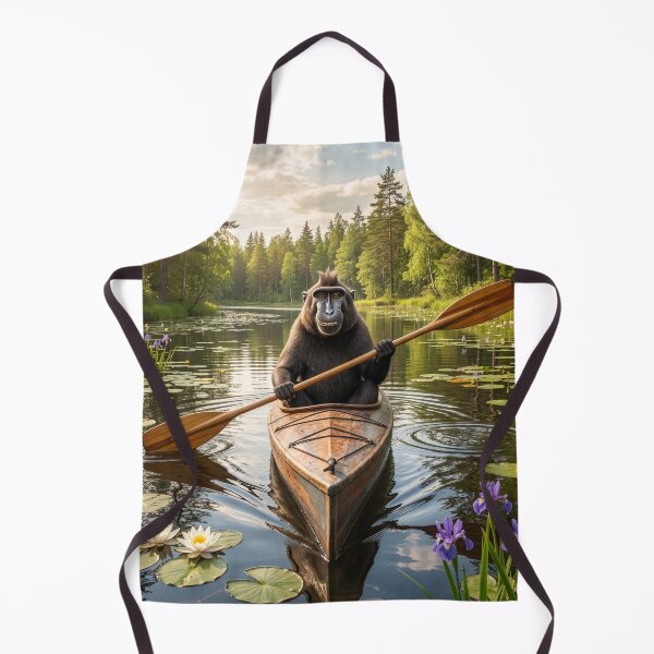 Item preview, Black Crested Macaque Kayaks Minnesota Lake designed and sold by Tridentulus.
